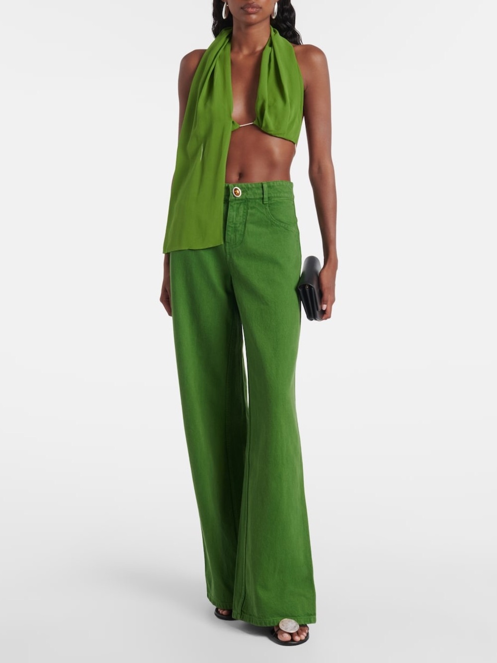 CHRISTOPHER ESBER Mid-rise wide-leg Green jeans Size 8